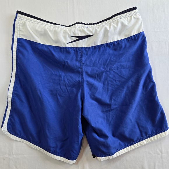 Vintage Speedo Mens S Swim Trunks Board Shorts Swimsuit Quick Dry Blue‎ White - Picture 1 of 7